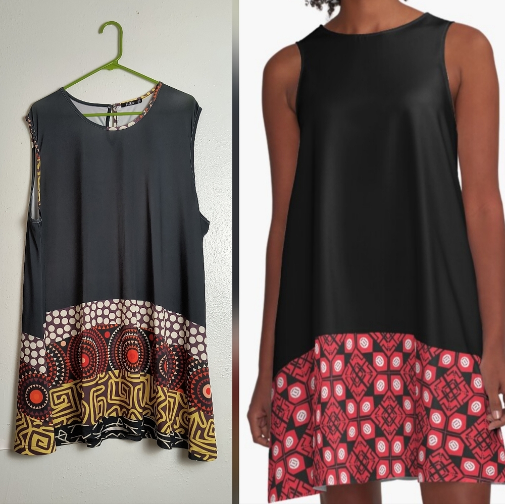 Lily by Firmiana Tunic Dress Sleeveless Size 3X Black Artsy Casual